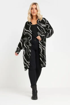 YOURS - Chemisier Long Noir & Blanc Tourbillons 13 YOURS - Chemisier Long Noir & Blanc Tourbillons -Evans Boutique a07faf48 fbf0 45 330594 A