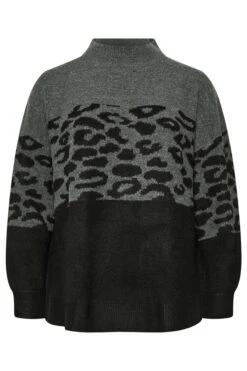 YOURS - Pull Gris & Noir Block De Couleurs Léopard -Evans Boutique a0aff819 3c32 4e 280382 X