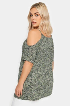 YOURS - Top Vert Kaki Design Animal Bardot -Evans Boutique a0f7f597 a674 46 321634 C