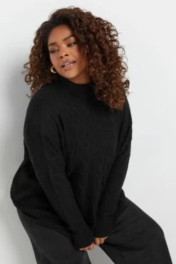 YOURS - Pull Noir Oversize En Maille Tressée