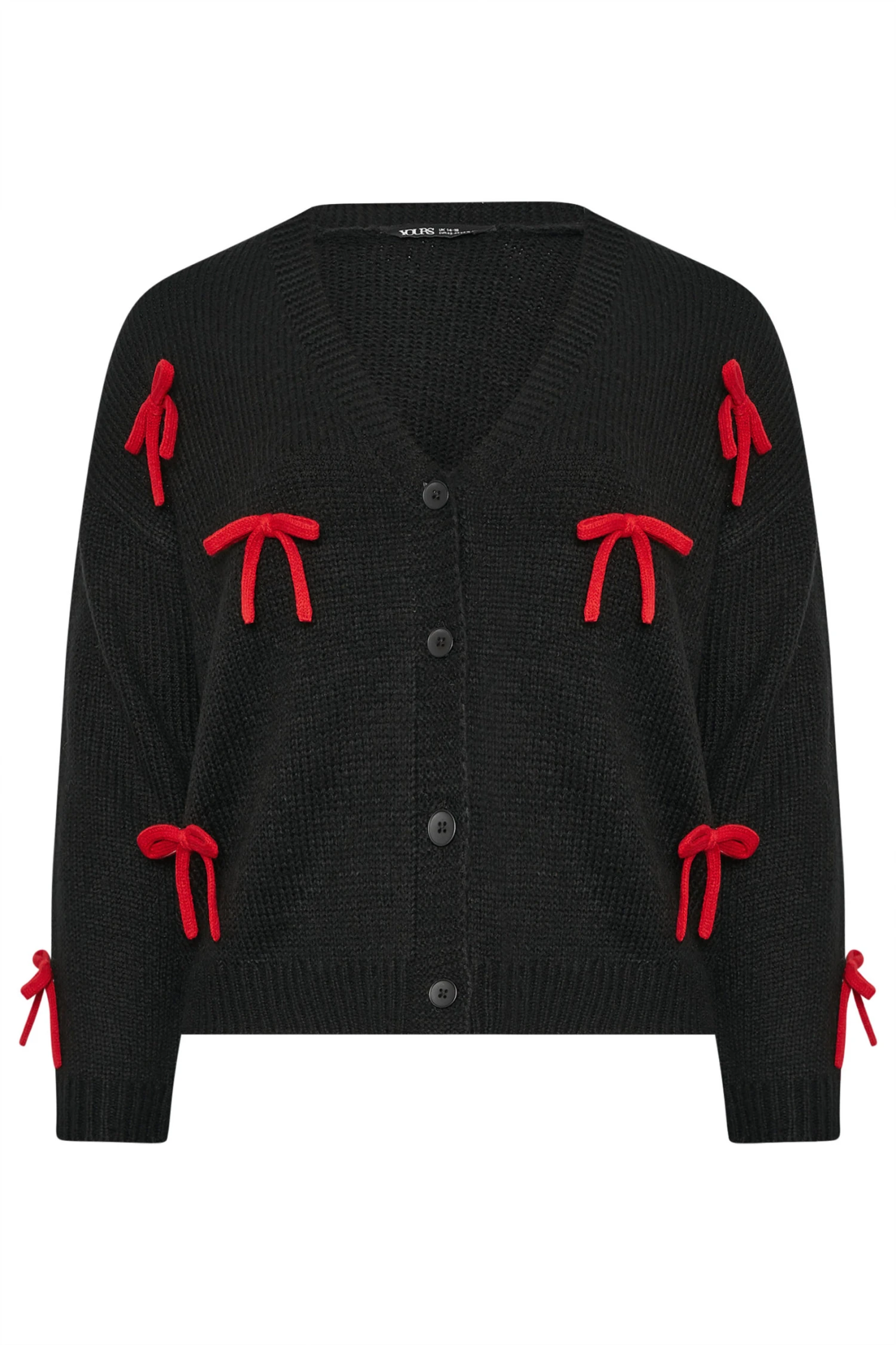 YOURS Curve Cardigan Tricoté Noir Avec Nœud 3 YOURS Curve Cardigan Tricoté Noir Avec Nœud