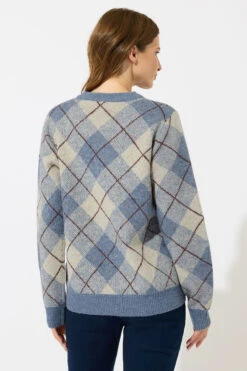 M&Co Blue Argyle Knitted Jumper -Evans Boutique a159ca00 94c5 4b 502448 C
