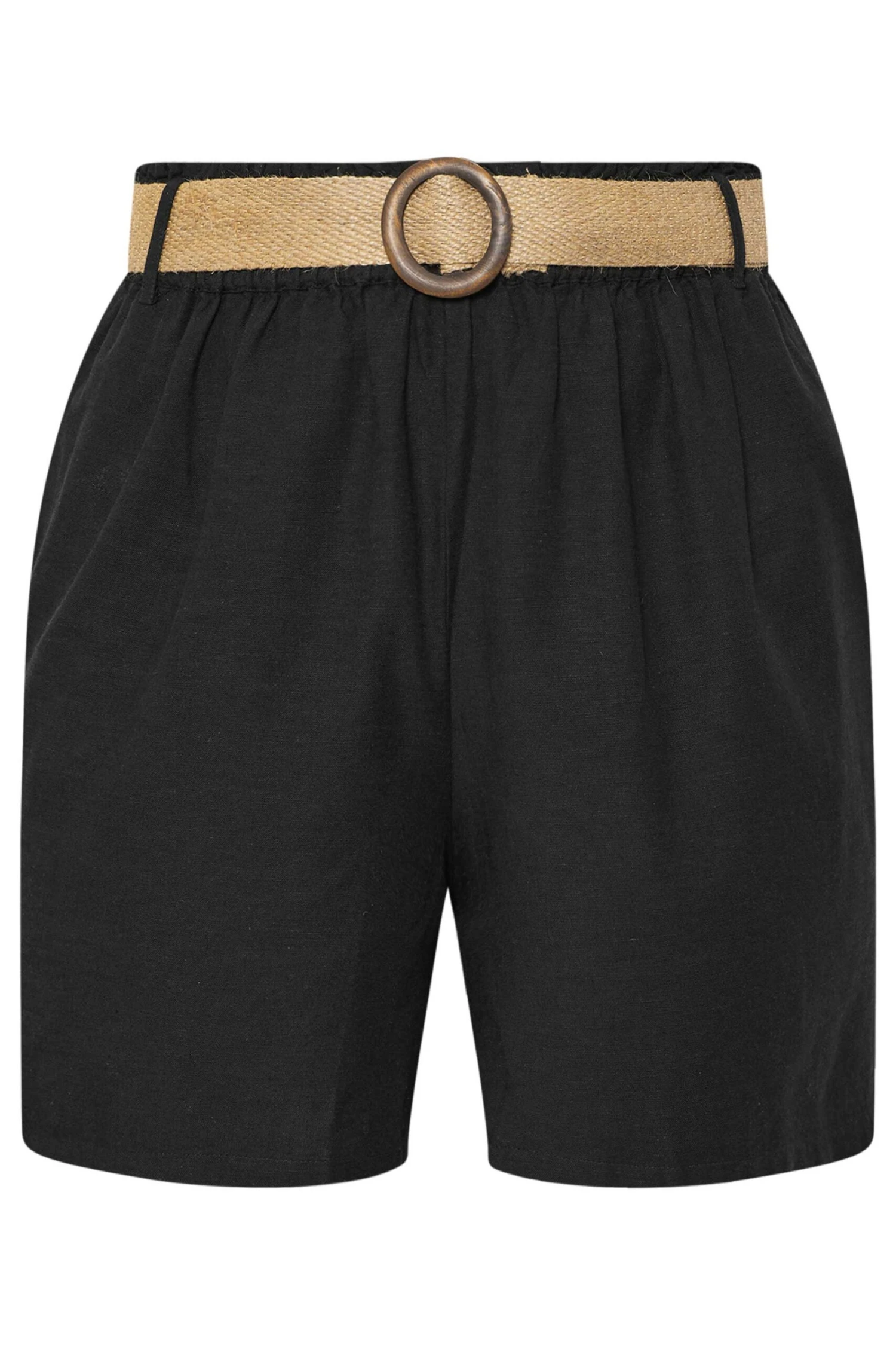 YOURS Curve Short En Lin Noir Avec Ceinture 7 YOURS Curve Short En Lin Noir Avec Ceinture – Image 5