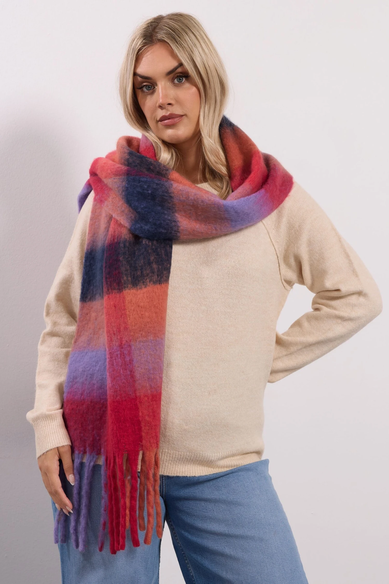 Red Checked Soft Touch Scarf 3 Red Checked Soft Touch Scarf