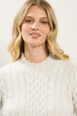 LTS Tall Ivory White Cable Knit Frill Jumper 10 LTS Tall Ivory White Cable Knit Frill Jumper -Evans Boutique a22ece30 9f18 46 356379 D