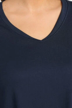 EVANS - Top Bleu Marine Encolure En V Manches Longues -Evans Boutique a2351627 ba42 42 615724 E