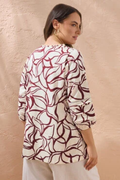 EVANS Curve Natural Brown Abstract Floral Cotton Top 12 EVANS Curve Natural Brown Abstract Floral Cotton Top -Evans Boutique a2c5e122 e958 4c 616164 D