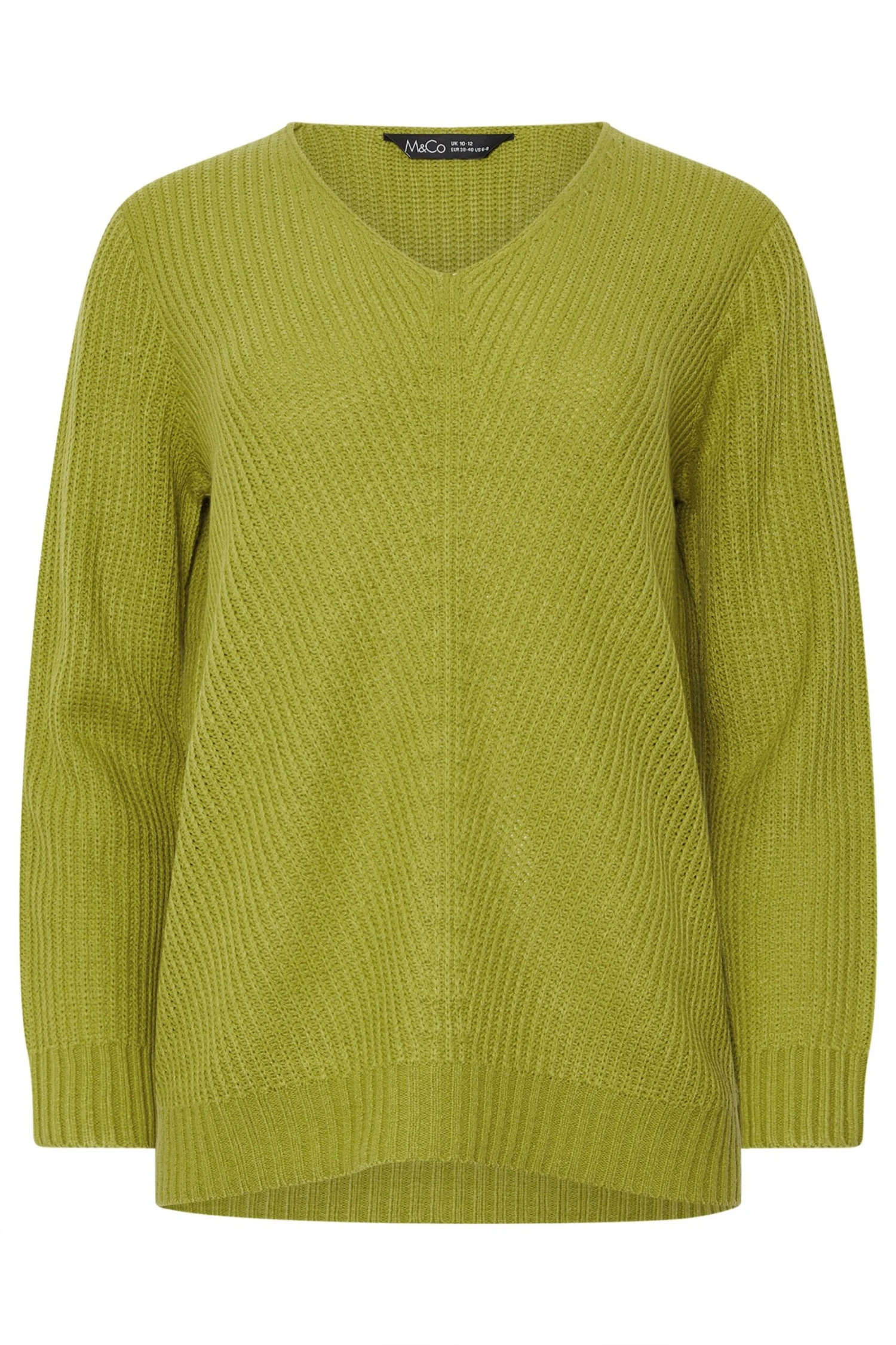 M&Co Fern Green V-Neck Long Sleeve Knitted Jumper 8 M&Co Fern Green V-Neck Long Sleeve Knitted Jumper – Image 6
