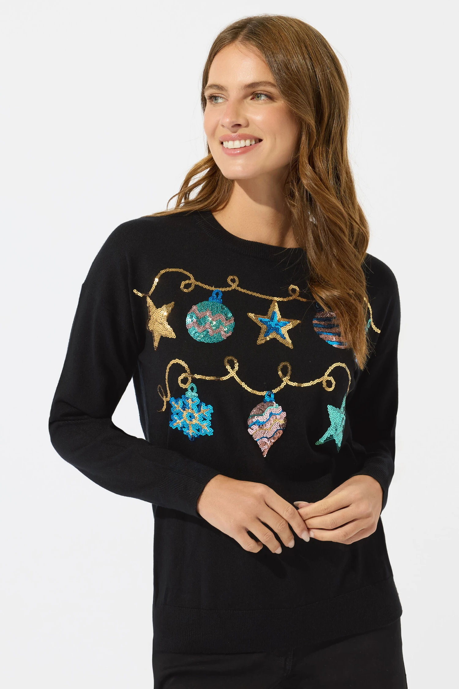 M&Co Black Sequin Embellished Baubles Christmas Jumper 4 M&Co Black Sequin Embellished Baubles Christmas Jumper – Image 2