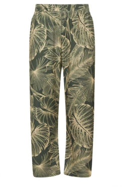 LIMITED COLLECTION - Pantalon Vert Wide Leg Feuilles De Palmiers -Evans Boutique a394037d cdc2 43 216566 X