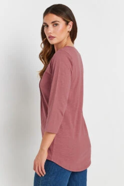 LTS Tall Pink Henley Top -Evans Boutique a3ca5600 3135 4b 355202 C