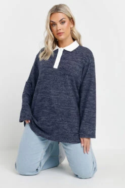 YOURS - Top Bleu Marine Block De Couleur Toucher Doux