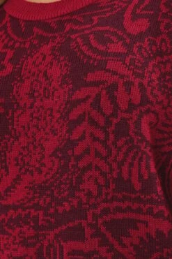 YOURS Curve Pull En Maille à Motif Cachemire Rouge Bordeaux -Evans Boutique a3f449e5 4c7e 4c 280813 E