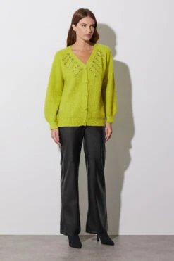STAR Lime Green Gem Embellished Cardigan -Evans Boutique a49ad1f6 4a07 4a 110600 A