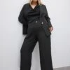 YOURS LONDON - Pantalon à Pince Noir Coupe Wide Leg -Evans Boutique a49b638e 753c 4a 162593 162594 L1
