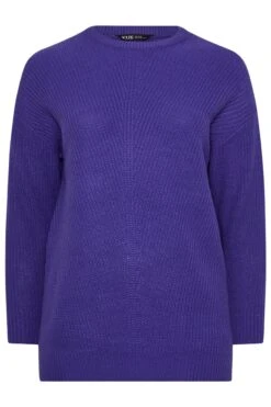 YOURS Curve Pull En Maille Essentiel Violet Foncé