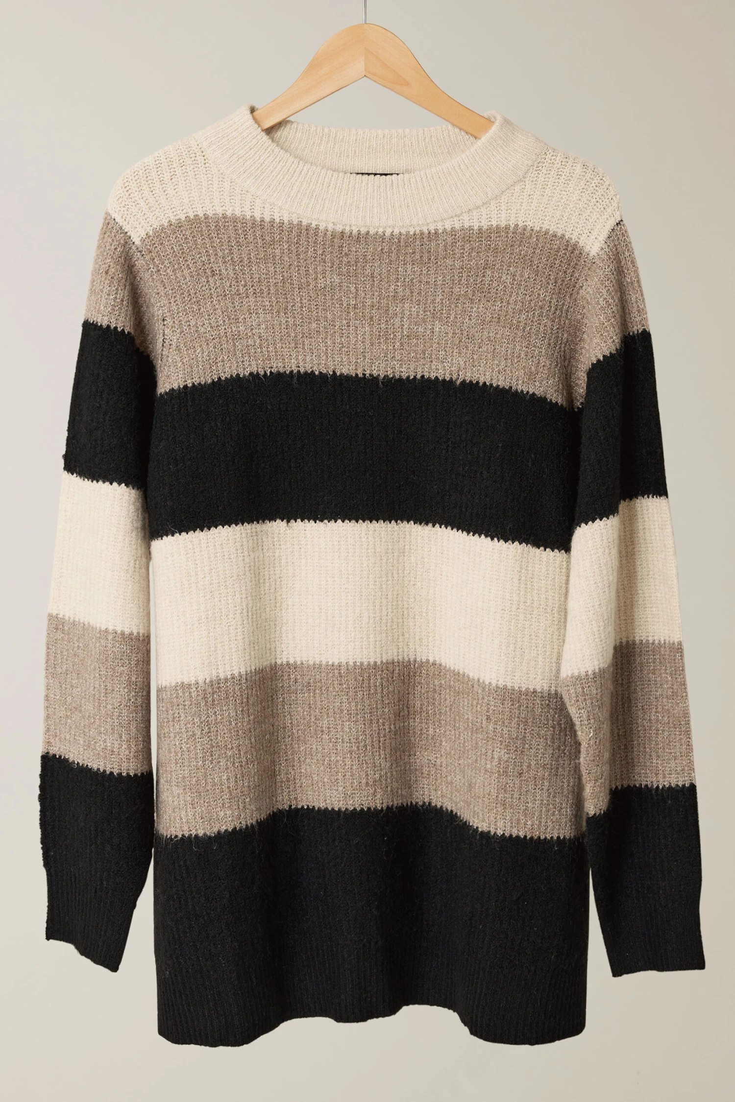 EVANS Curve Natural Brown Colourblock Stripe Knitted Jumper 7 EVANS Curve Natural Brown Colourblock Stripe Knitted Jumper – Image 5