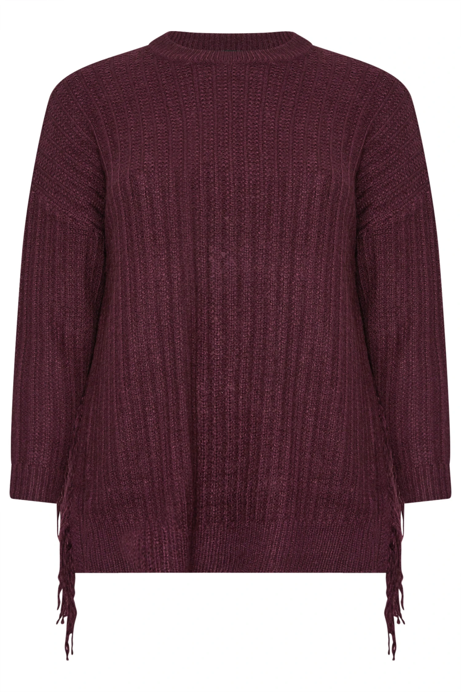 YOURS Curve Pull En Maille à Franges Latérales Rouge Bordeaux 3 YOURS Curve Pull En Maille à Franges Latérales Rouge Bordeaux