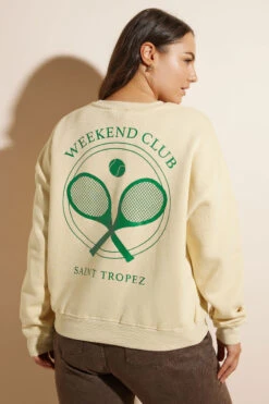 YOURS - Sweatshirt Crème 'Weekend Club' Design Tennis 12 YOURS - Sweatshirt Crème 'Weekend Club' Design Tennis -Evans Boutique a54f5658 ad61 41 126682 C