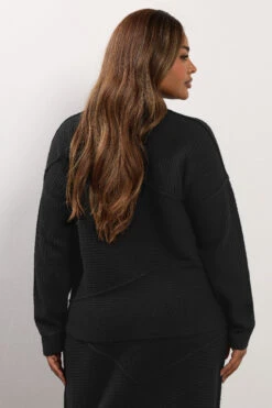 YOURS Curve Pull En Maille Asymétrique Noir -Evans Boutique a5709bcd 9b0b 47 280652 C
