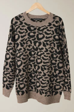 EVANS Curve Brown Leopard Print Knitted Jumper 14 EVANS Curve Brown Leopard Print Knitted Jumper -Evans Boutique a59429ff e4ad 4f 615537 P