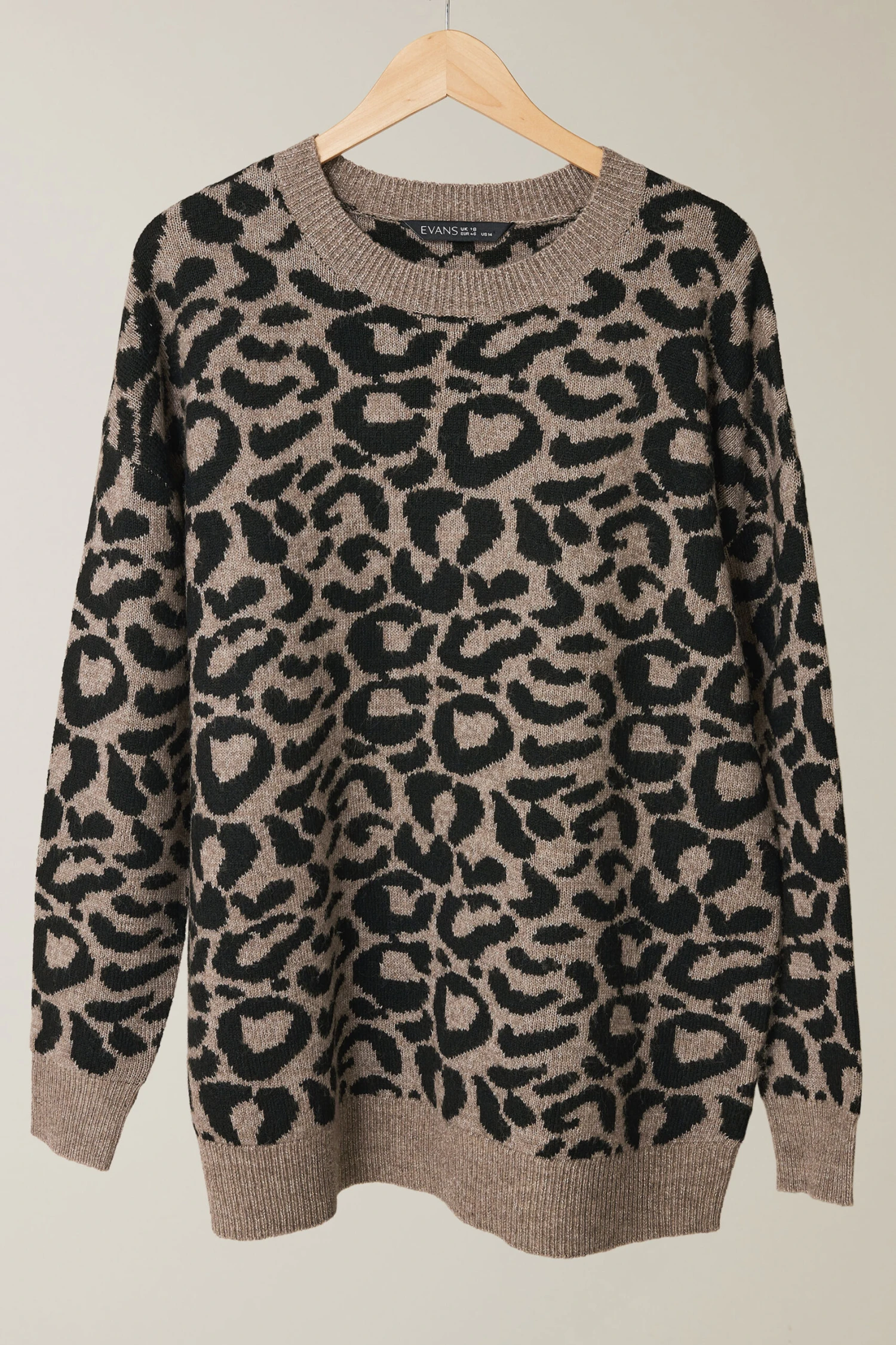 EVANS Curve Brown Leopard Print Knitted Jumper 8 EVANS Curve Brown Leopard Print Knitted Jumper – Image 6