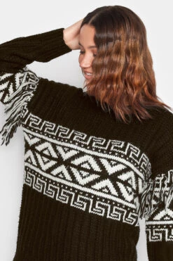 LTS Tall Black Jacquard Tassel Knit Jumper 14 LTS Tall Black Jacquard Tassel Knit Jumper -Evans Boutique a5a248b5 5ba0 44 350848 E