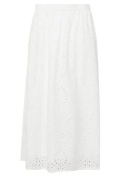 M&Co White Cotton Broderie Midi Skirt -Evans Boutique a62f9a17 5f16 48 502363 X