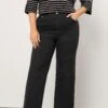 EVANS Curve Black Premium Wide Leg Jeans -Evans Boutique a6895d89 2bdb 4d 616377 A