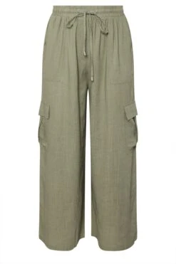 YOURS - Pantalon Wide Leg Cargo Vert Kaki En Lin 14 YOURS - Pantalon Wide Leg Cargo Vert Kaki En Lin -Evans Boutique a698816b b35d 4b 310017 X
