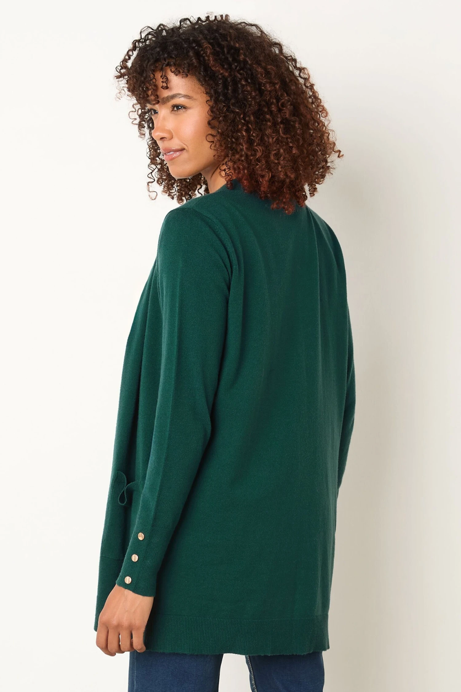 M&Co Green Button Detail Midi Cardigan 5 M&Co Green Button Detail Midi Cardigan – Image 3