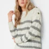 LTS Tall Grey Stripe Cable Knit Jumper -Evans Boutique a77c68e6 8dd0 4e 353817 A