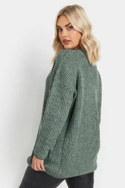 YOURS - Pull Vert Sauge En Maille Manches Longues -Evans Boutique a78b2f00 f782 44 280440 C