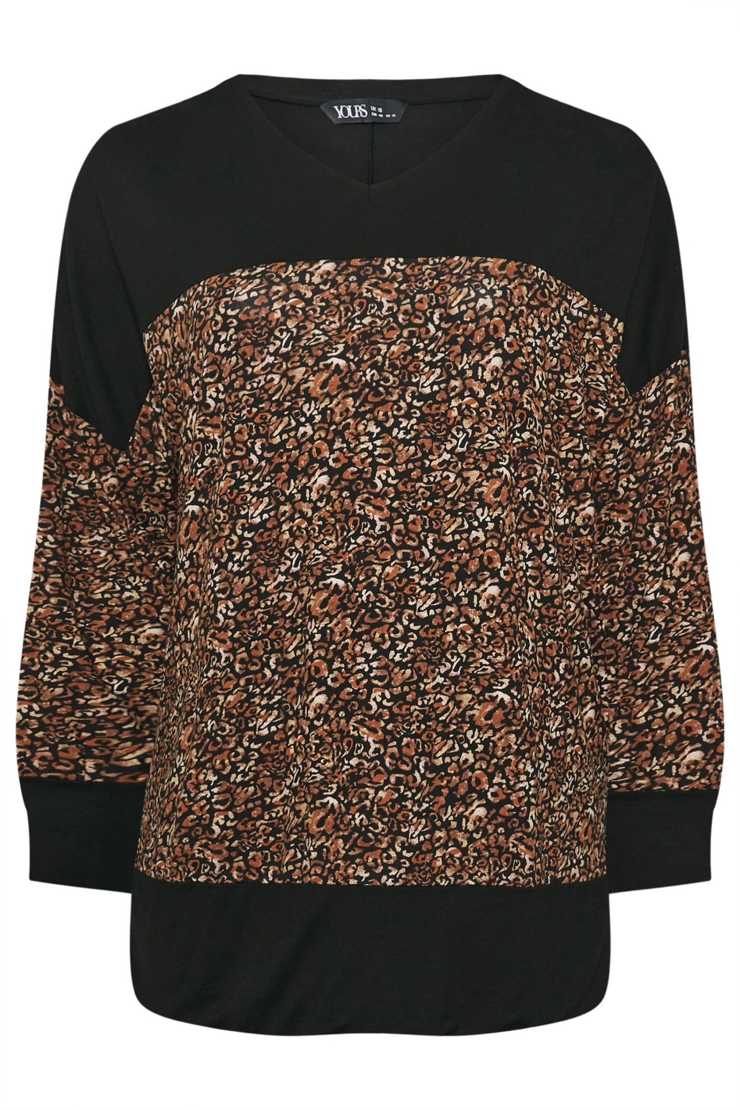 YOURS - Top Noir & Marron Design Léopard Block De Couleur 7 YOURS - Top Noir & Marron Design Léopard Block De Couleur – Image 5