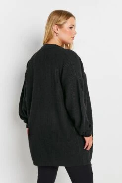 Cardigan En Maille Noir Mi-Long -Evans Boutique a80270ae 9163 42 192072 C