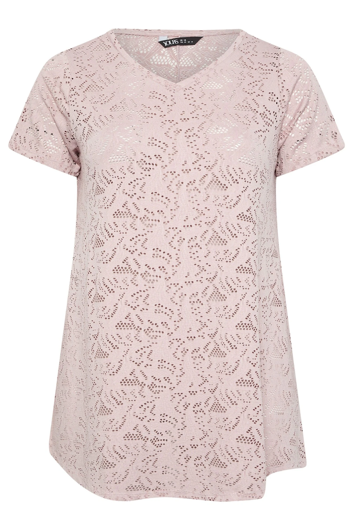 YOURS - Top Rose Poudré Broderie Anglaise Manches Courtes 7 YOURS - Top Rose Poudré Broderie Anglaise Manches Courtes – Image 5