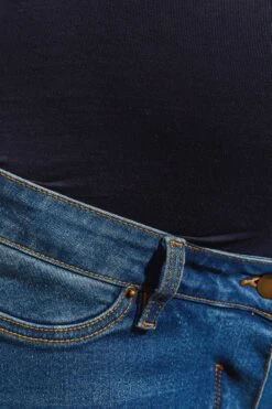 LTS Tall Maternity Mid Blue Distressed AVA Stretch Skinny Jeans -Evans Boutique a81bc1e8 3053 48 198076 Z