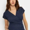 LTS Tall Navy Blue Short Sleeve Wrap Top 1 LTS Tall Navy Blue Short Sleeve Wrap Top -Evans Boutique a848df3e 867b 4e 353185 A