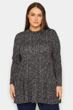 Evans Grey Animal Print Frill Hem Top