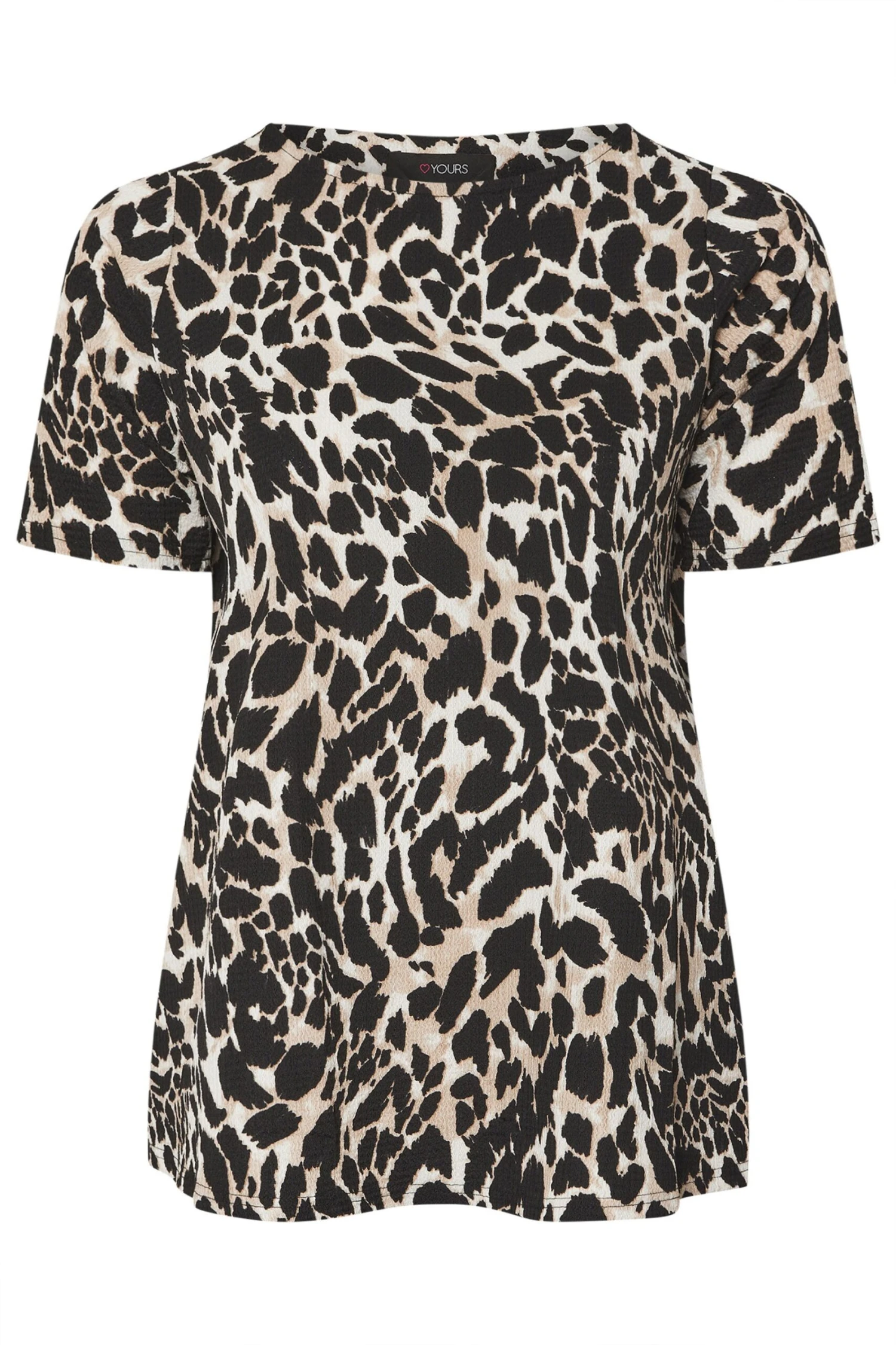 YOURS - Top Beige & Noir Texturé Léopard Manches Courtes 7 YOURS - Top Beige & Noir Texturé Léopard Manches Courtes – Image 5