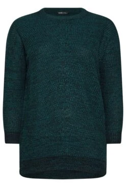 YOURS - Pull Vert Forêt Long En Maille Manches Longues -Evans Boutique a9a13ea7 8941 4f 280235 X
