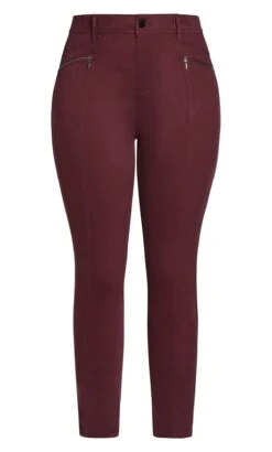 Evans Burgundy Pintuck Skinny Jeans 14 Evans Burgundy Pintuck Skinny Jeans -Evans Boutique a v av 212762berry 013