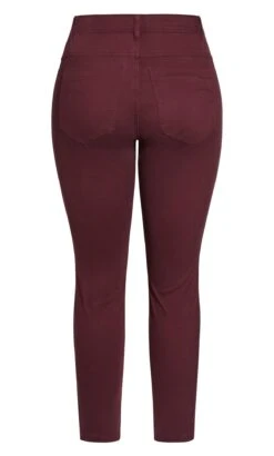 Evans Burgundy Pintuck Skinny Jeans 15 Evans Burgundy Pintuck Skinny Jeans -Evans Boutique a v av 212762berry 014