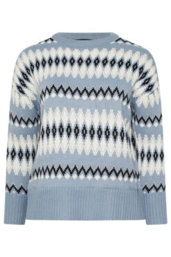 YOURS Curve Pull En Maille Fairisle Bleu -Evans Boutique aa78d0e1 91d9 4c 280734 X