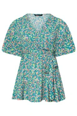 YOURS - Top Cache-Coeur Bleu Sarcelle Floral Texturé 11 YOURS - Top Cache-Coeur Bleu Sarcelle Floral Texturé -Evans Boutique ab1a5806 2473 40 303960 X