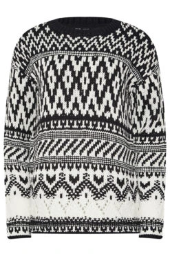 LTS Tall Black & White Fairisle Jumper -Evans Boutique ab2e146f 3b6a 40 356374 X