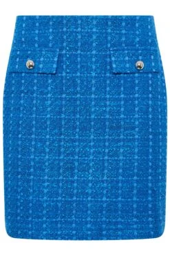 STAR Blue Tweed Button Mini Skirt 15 STAR Blue Tweed Button Mini Skirt -Evans Boutique ab8feb35 b510 48 110842 X
