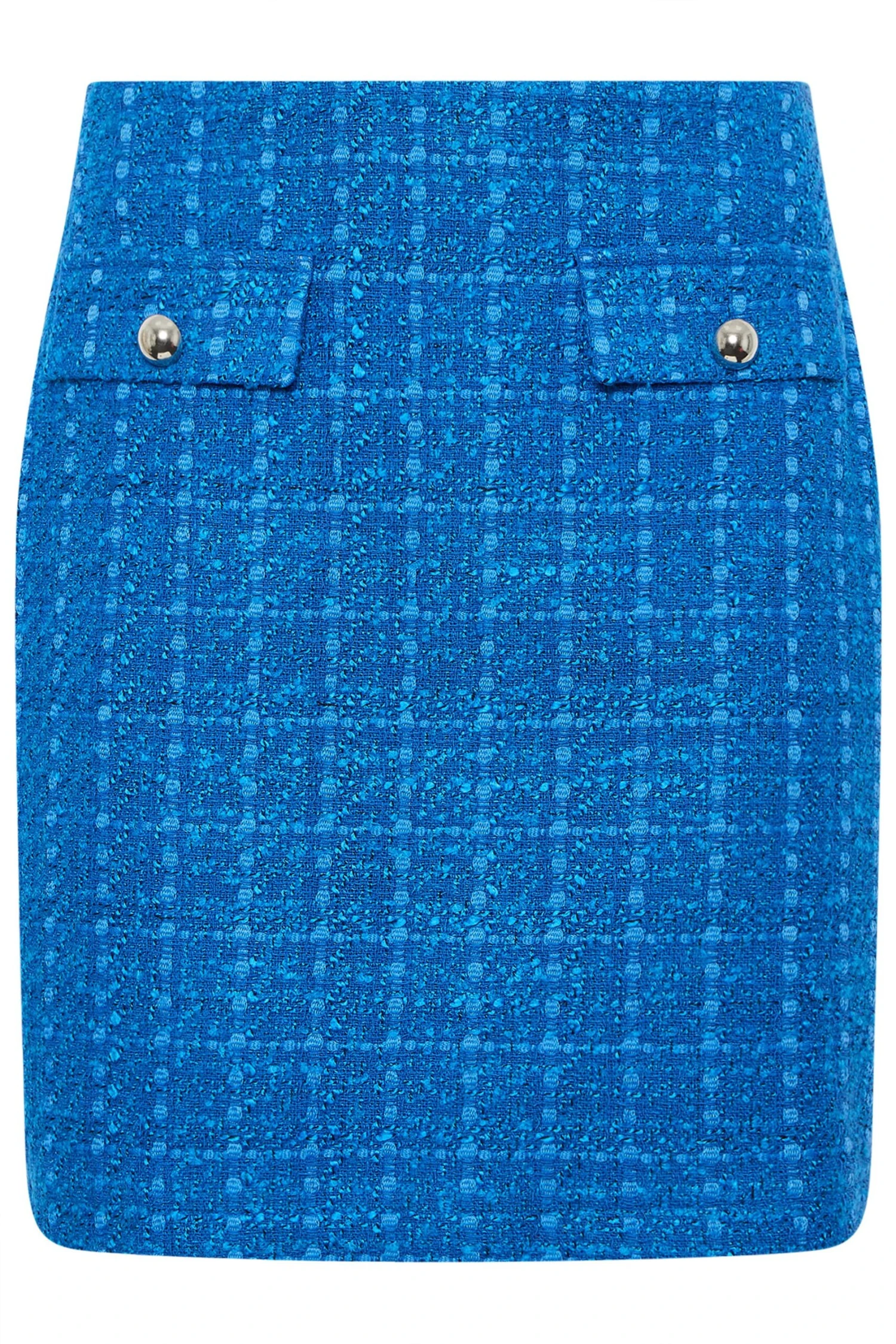 STAR Blue Tweed Button Mini Skirt 9 STAR Blue Tweed Button Mini Skirt – Image 7