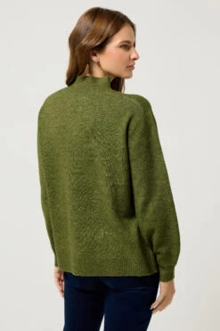 M&Co Green Funnel Neck Balloon Sleeve Jumper 9 M&Co Green Funnel Neck Balloon Sleeve Jumper -Evans Boutique abe52657 a81a 43 502473 C
