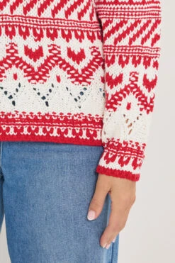 LTS Tall Red & White Fairisle Jumper 10 LTS Tall Red & White Fairisle Jumper -Evans Boutique abee99a3 0db0 4c 356375 D